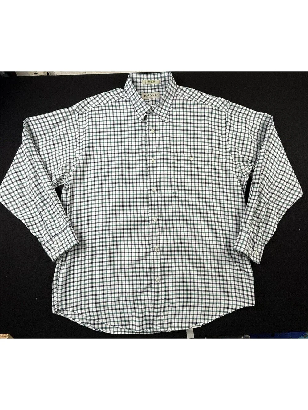 Orvis Men's L Plaid Long Sleeve Button-Up Shirt with Pockets